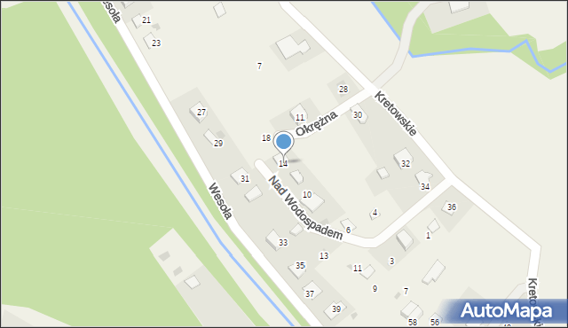 Górki Wielkie, Nad Wodospadem, 14, mapa Górki Wielkie