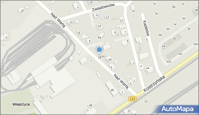 Gorzów Wielkopolski, Nad Wartą, 1a, mapa Gorzów Wielkopolski