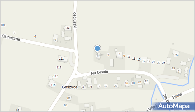 Goszyce, Na Błonie, 3, mapa Goszyce