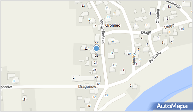 Gromiec, Nadwiślańska, 22, mapa Gromiec