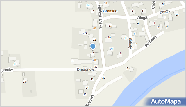 Gromiec, Nadwiślańska, 26, mapa Gromiec