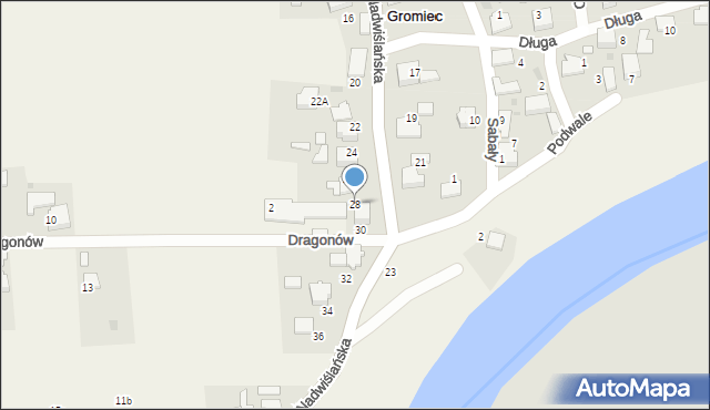 Gromiec, Nadwiślańska, 28, mapa Gromiec