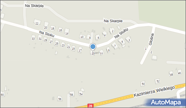 Grybów, Na Stoku, 13, mapa Grybów