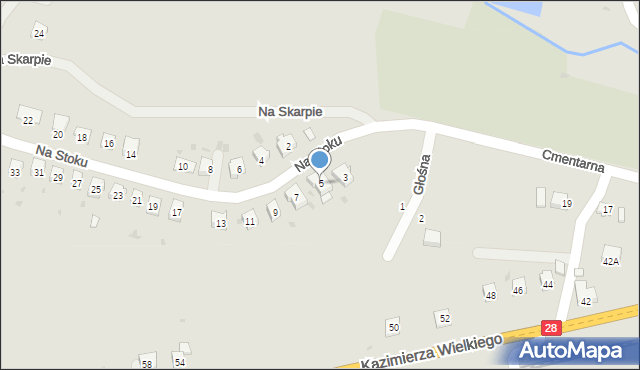 Grybów, Na Stoku, 5, mapa Grybów