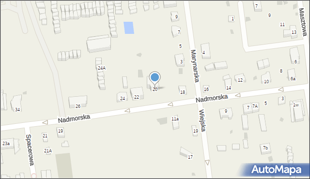 Grzybowo, Nadmorska, 20, mapa Grzybowo