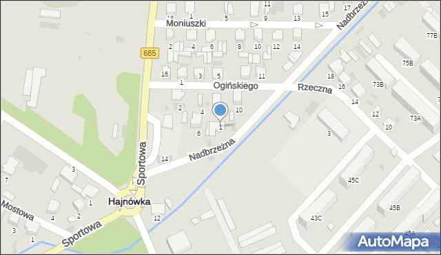 Hajnówka, Nadbrzeżna, 1, mapa Hajnówka