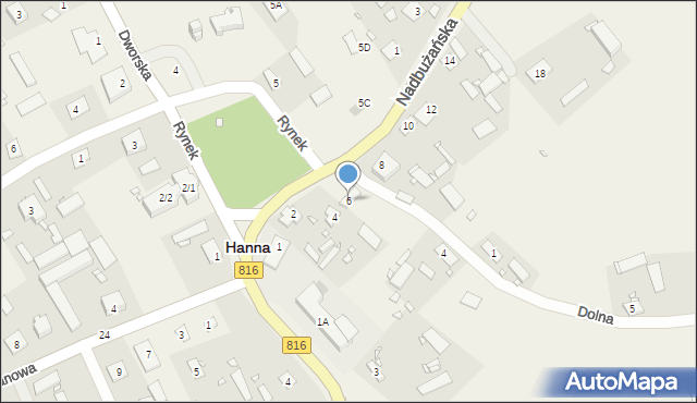 Hanna, Nadbużańska, 6, mapa Hanna