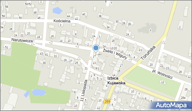 Izbica Kujawska, Narutowicza Gabriela, 17/19, mapa Izbica Kujawska