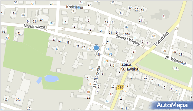 Izbica Kujawska, Narutowicza Gabriela, 21/23, mapa Izbica Kujawska