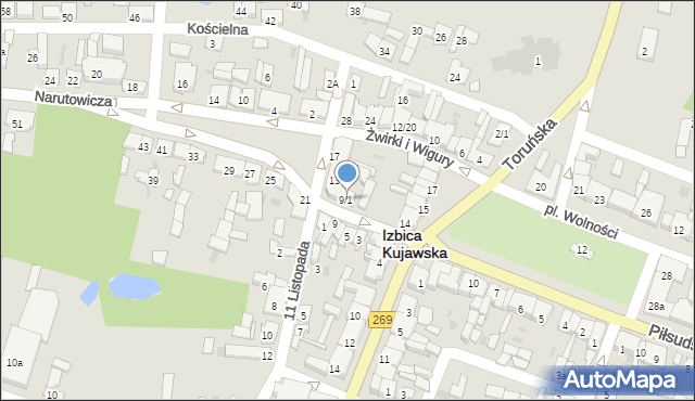 Izbica Kujawska, Narutowicza Gabriela, 9/1, mapa Izbica Kujawska