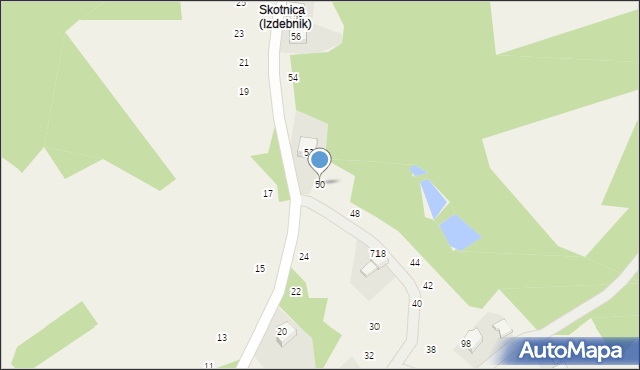 Izdebnik, Nad Stawami, 50, mapa Izdebnik