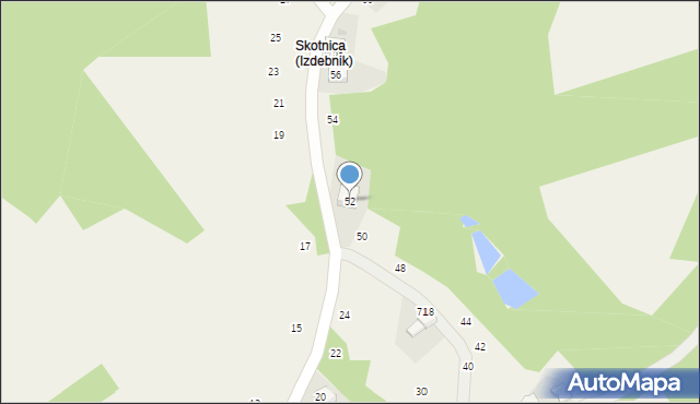 Izdebnik, Nad Stawami, 52, mapa Izdebnik