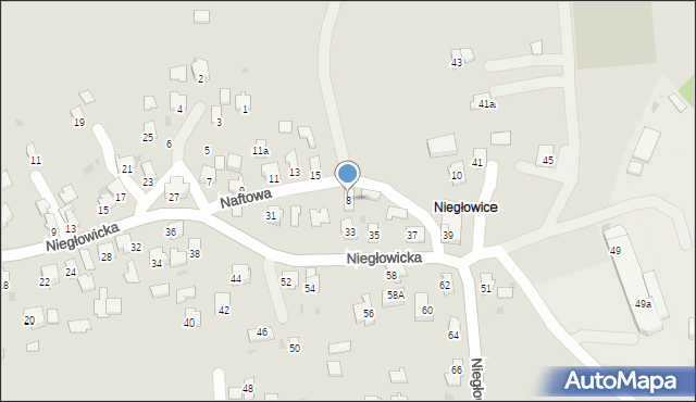 Jasło, Naftowa, 8, mapa Jasła