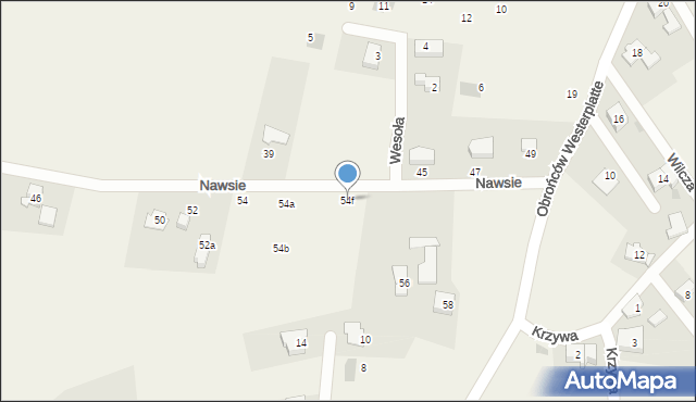 Jawiszowice, Nawsie, 54f, mapa Jawiszowice