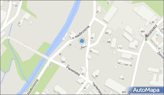 Jelenia Góra, Nadbrzeżna, 34A, mapa Jelenia Góra