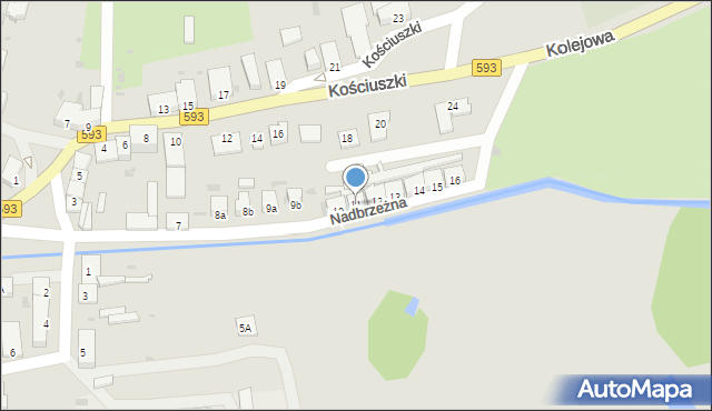 Jeziorany, Nadbrzeżna, 11, mapa Jeziorany