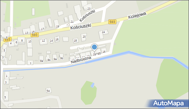 Jeziorany, Nadbrzeżna, 14, mapa Jeziorany