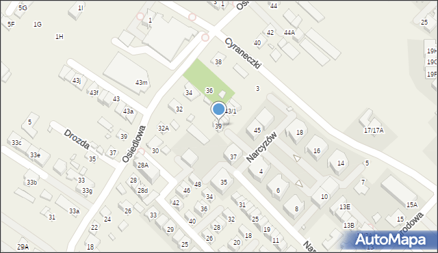 Józefosław, Narcyzów, 39, mapa Józefosław