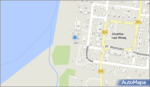 Józefów nad Wisłą, Nadwiślańska, 13A, mapa Józefów nad Wisłą