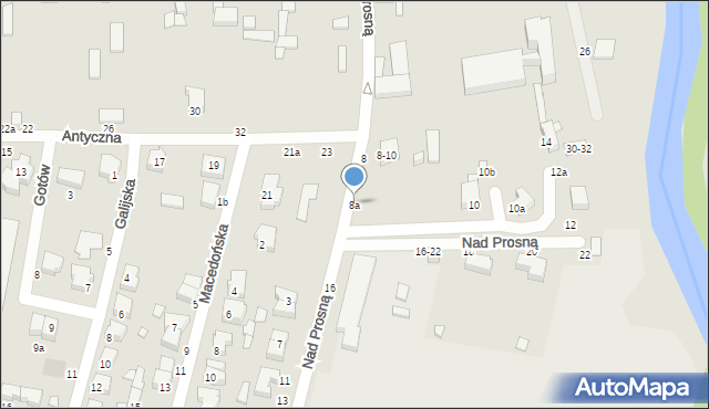 Kalisz, Nad Prosną, 8a, mapa Kalisza