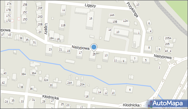 Katowice, Nasypowa, 15, mapa Katowic