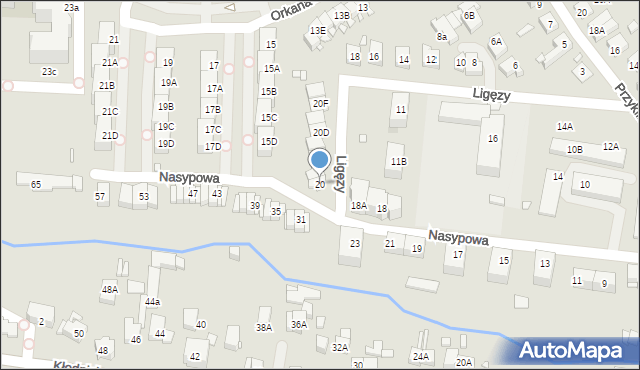 Katowice, Nasypowa, 20, mapa Katowic