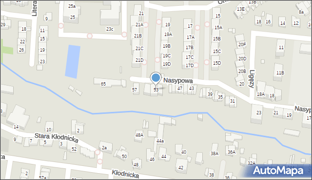 Katowice, Nasypowa, 53, mapa Katowic