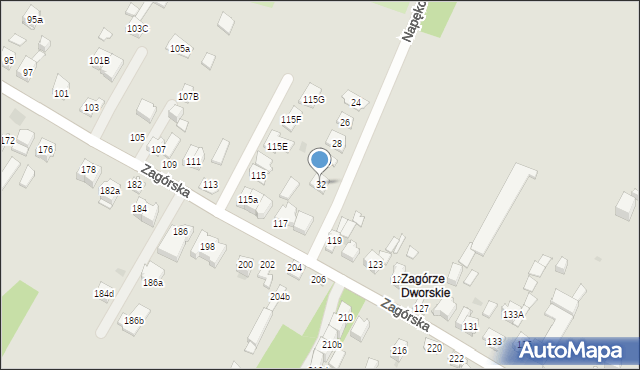 Kielce, Napękowska, 32, mapa Kielc