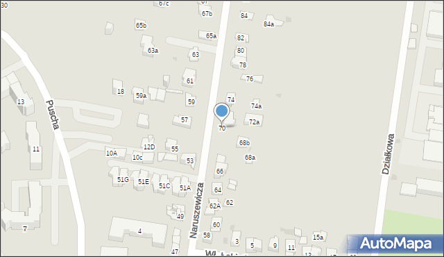 Kielce, Naruszewicza Adama, bp., 70, mapa Kielc