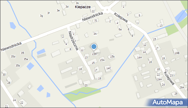 Klepacze, Nadrzeczna, 13A, mapa Klepacze