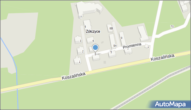 Kołobrzeg, Na Grobli, 7, mapa Kołobrzegu