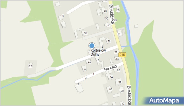 Korbielów, Na Grapę, 4, mapa Korbielów