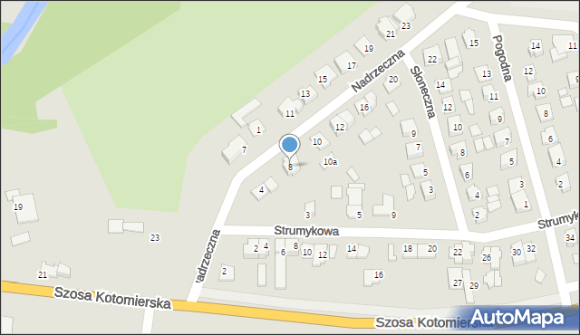 Koronowo, Nadrzeczna, 8, mapa Koronowo