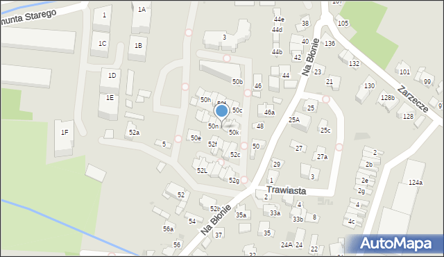 Kraków, Na Błonie, 50m, mapa Krakowa