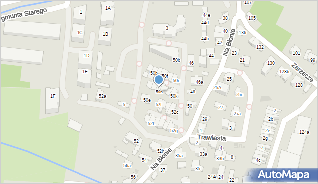 Kraków, Na Błonie, 50n, mapa Krakowa