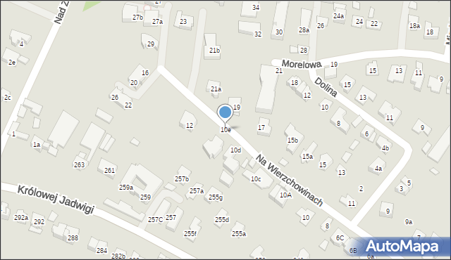 Kraków, Na Wierzchowinach, 10e, mapa Krakowa