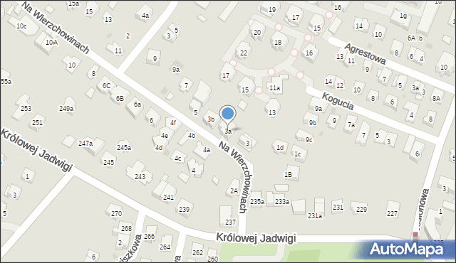 Kraków, Na Wierzchowinach, 3a, mapa Krakowa