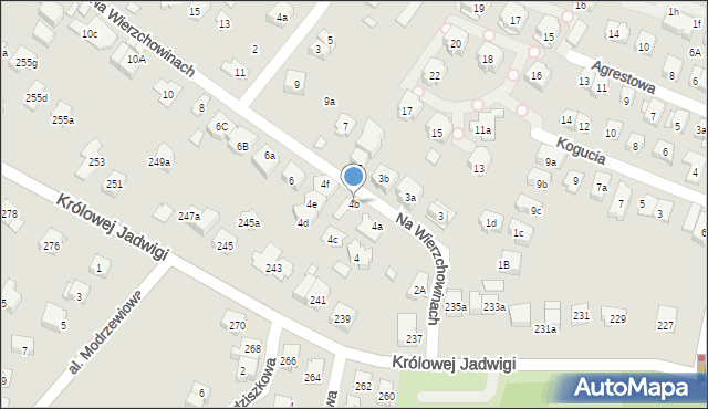 Kraków, Na Wierzchowinach, 4b, mapa Krakowa