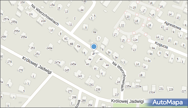 Kraków, Na Wierzchowinach, 4f, mapa Krakowa