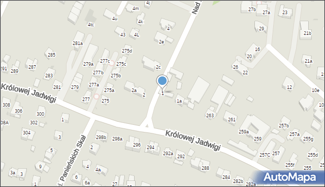 Kraków, Nad Zalewem, 1, mapa Krakowa