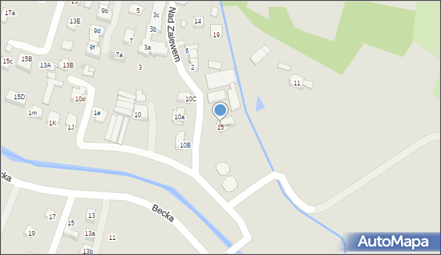 Kraków, Nad Zalewem, 15, mapa Krakowa