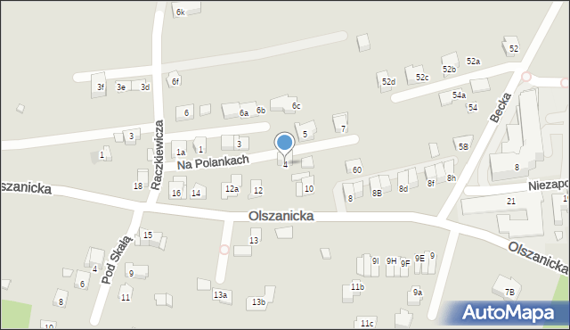 Kraków, Na Polankach, 4, mapa Krakowa