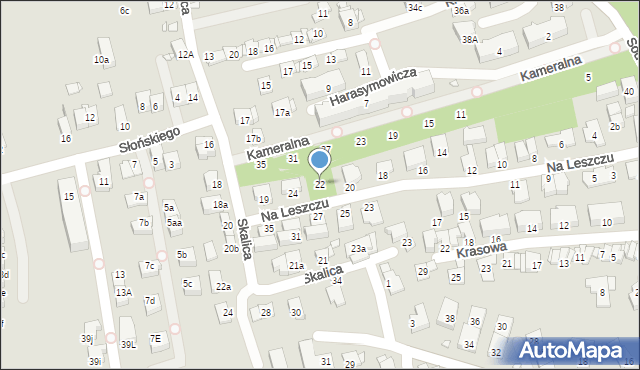 Kraków, Na Leszczu, 22, mapa Krakowa