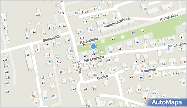 Kraków, Na Leszczu, 24, mapa Krakowa