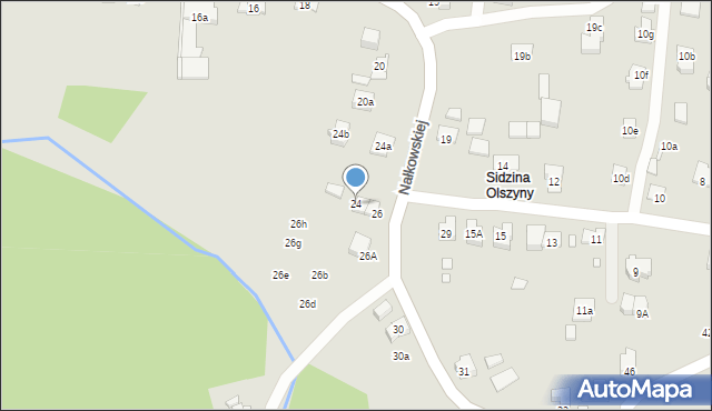 Kraków, Nałkowskiej Zofii, 24, mapa Krakowa