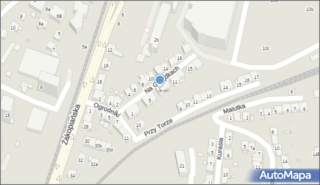 Kraków, Na Grządkach, 7, mapa Krakowa