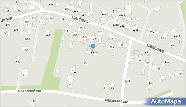 Kraków, Nazaretańska, 75d, mapa Krakowa