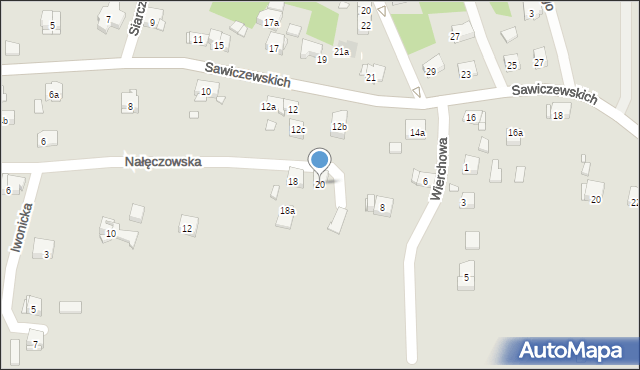 Kraków, Nałęczowska, 20, mapa Krakowa