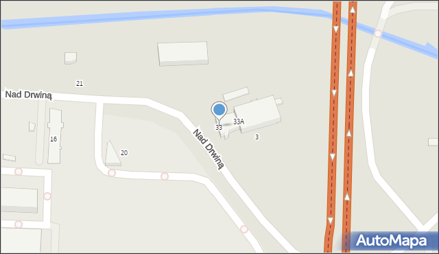 Kraków, Nad Drwiną, 33, mapa Krakowa