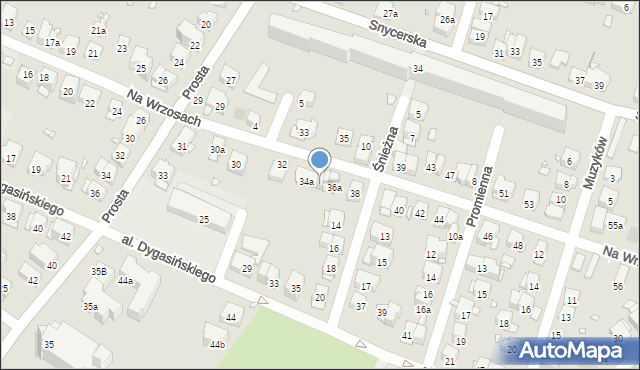 Kraków, Na Wrzosach, 36, mapa Krakowa
